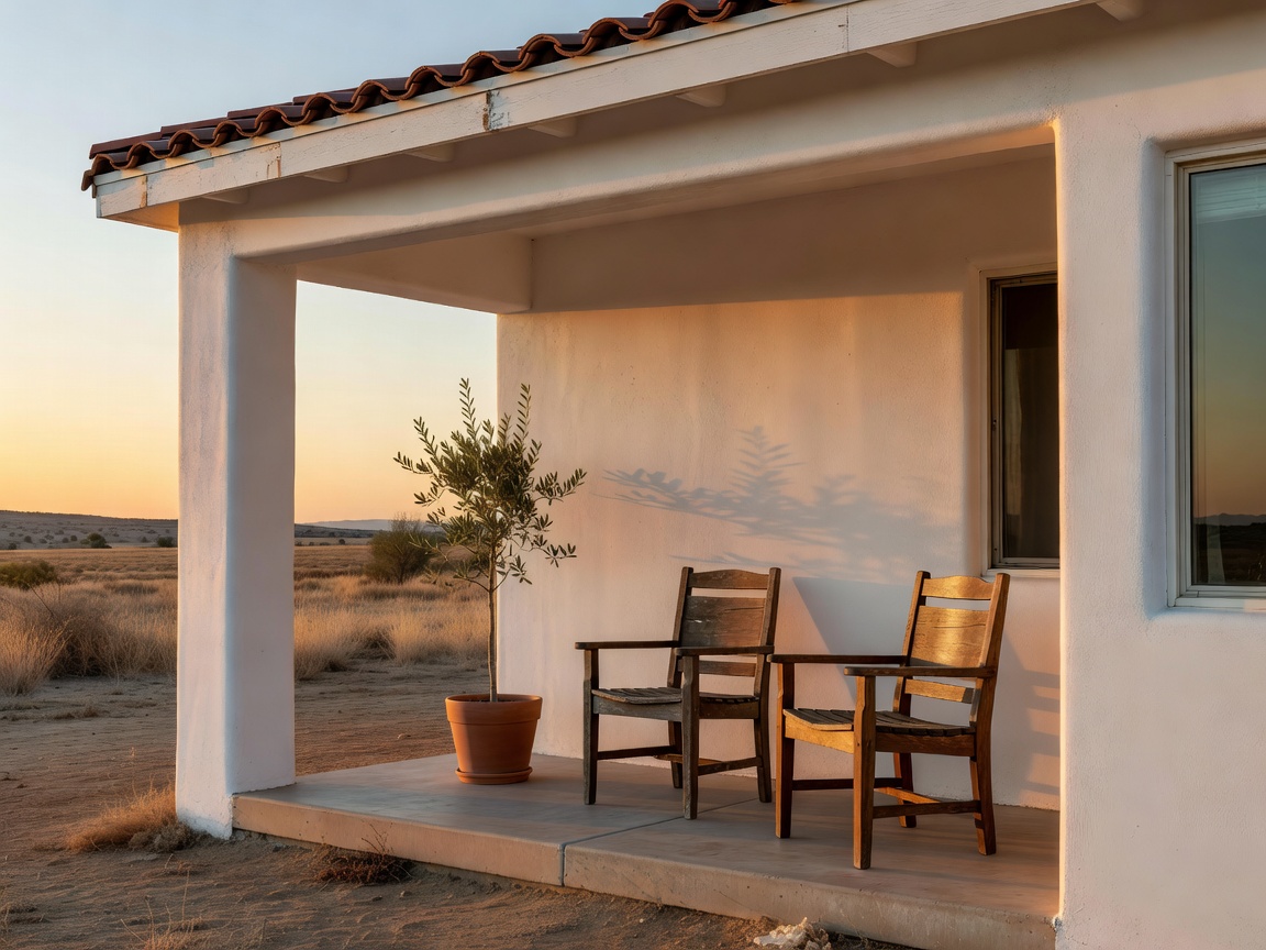 Empty casita porch with two chairs
